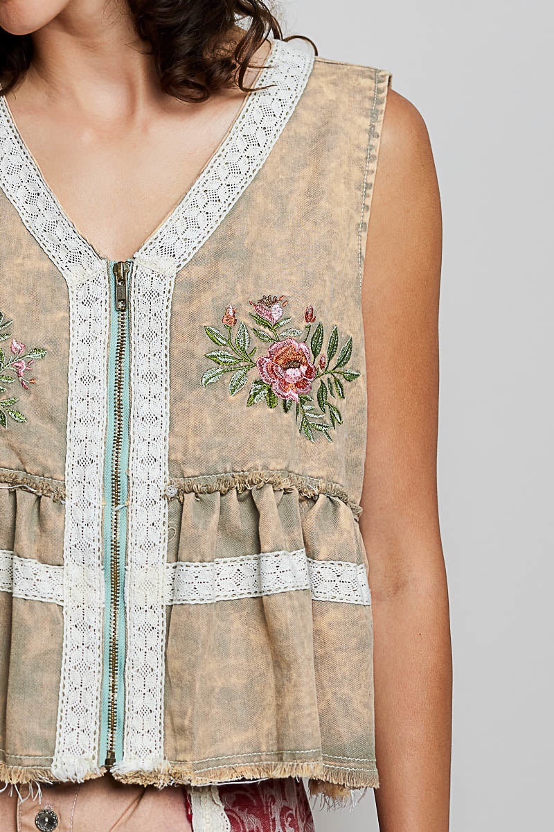 Prairie Rose Embroidered Vest