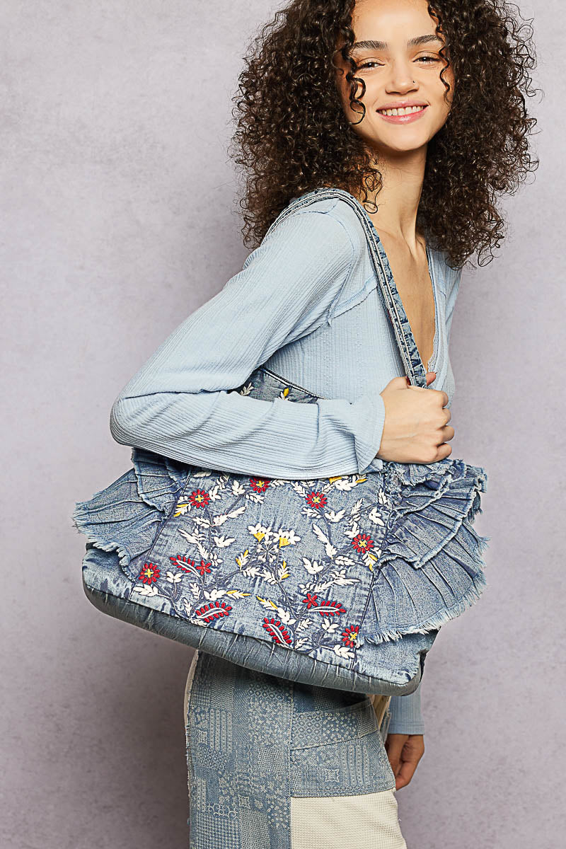 Denim Darling Ruffle Bag