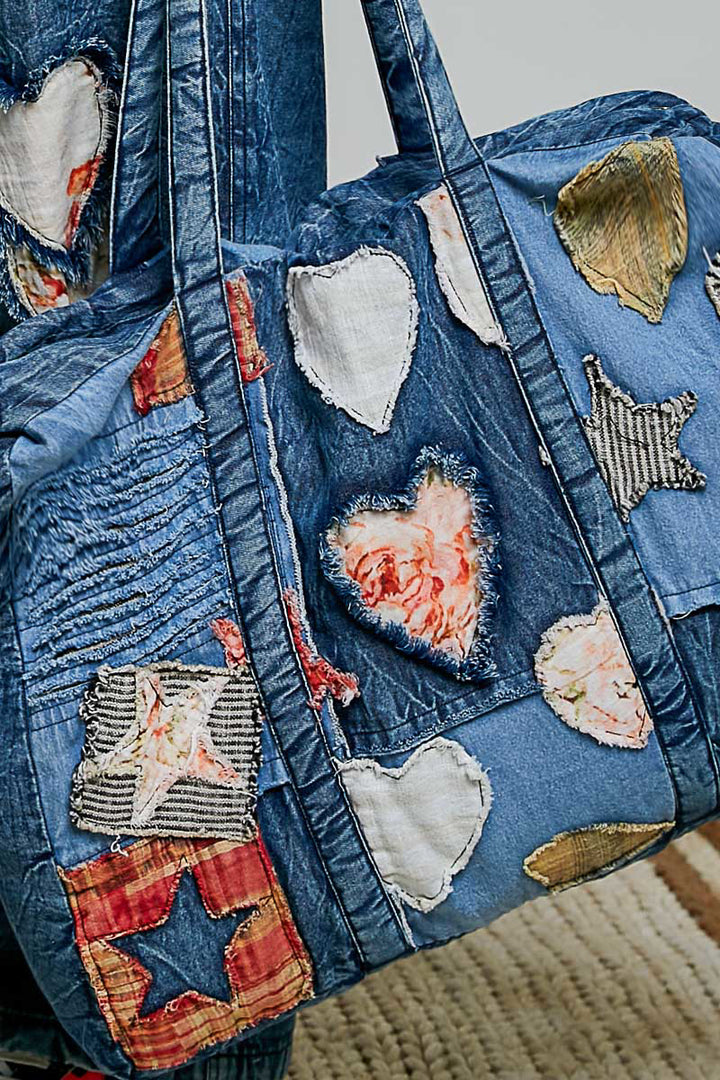 Patched In Love Denim Tote
