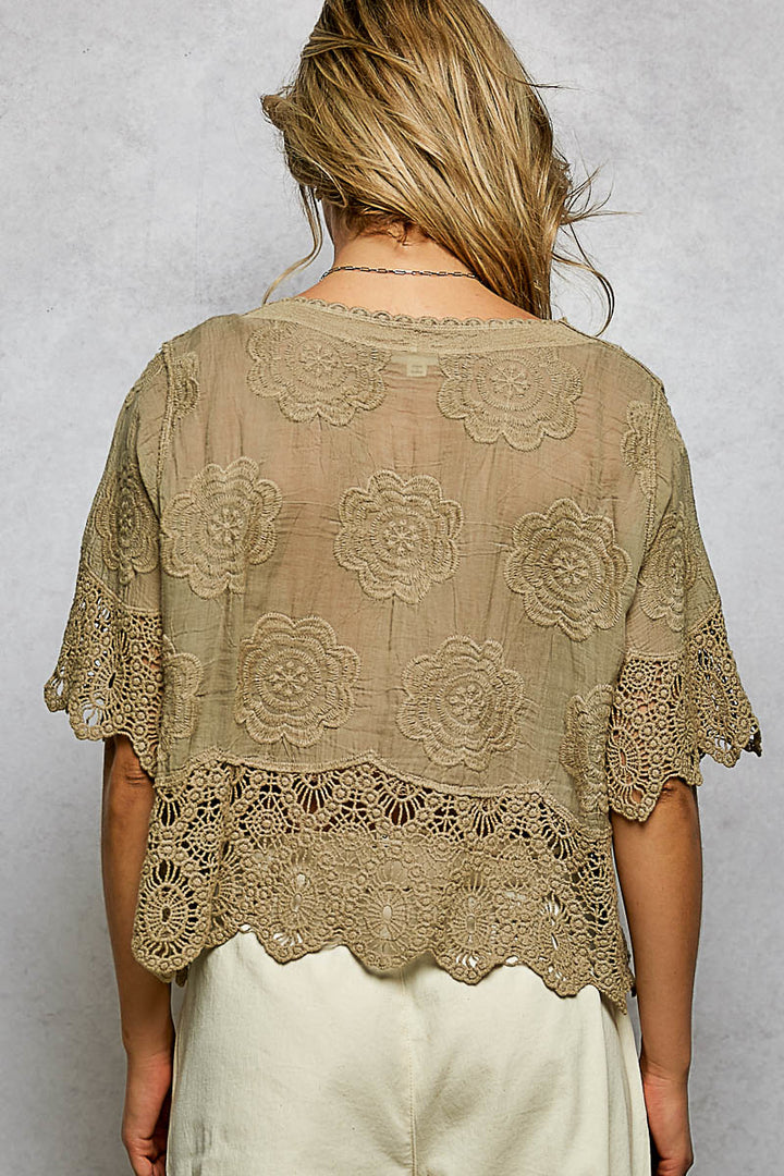 Meadow Blossom Olive Cotton Top