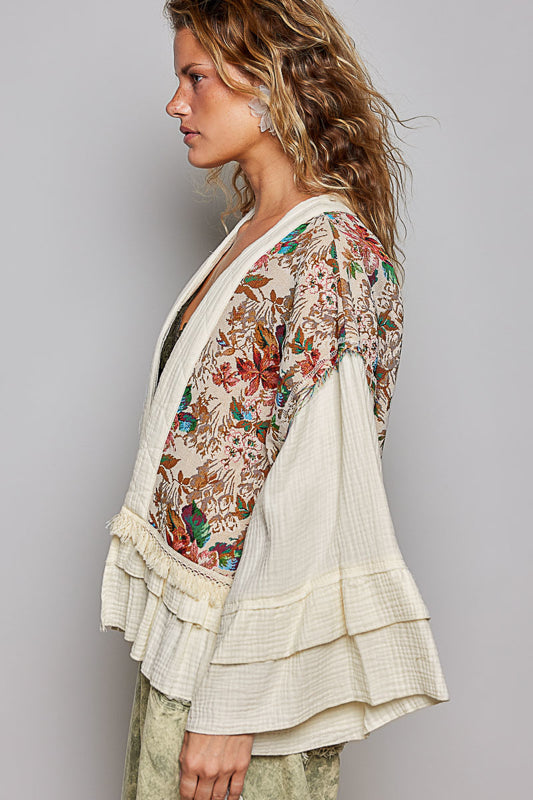 Tapestry Open Front Cardigan