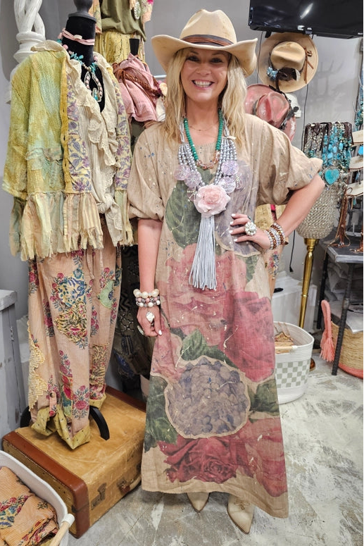 Chateau Rose Linen Dress