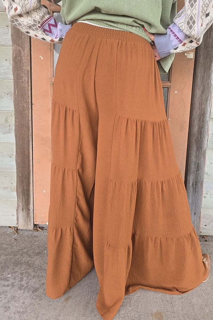 Chestnut Tiered Palazzo Pants