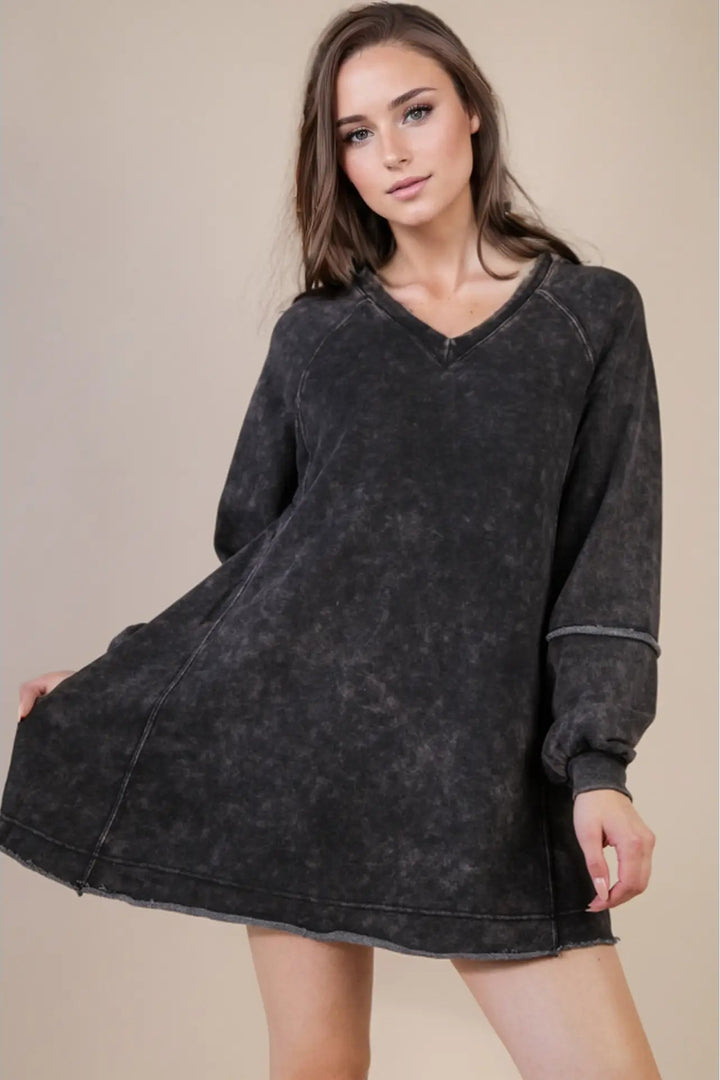 Onyx Dusk Mineral Wash Tunic Dress