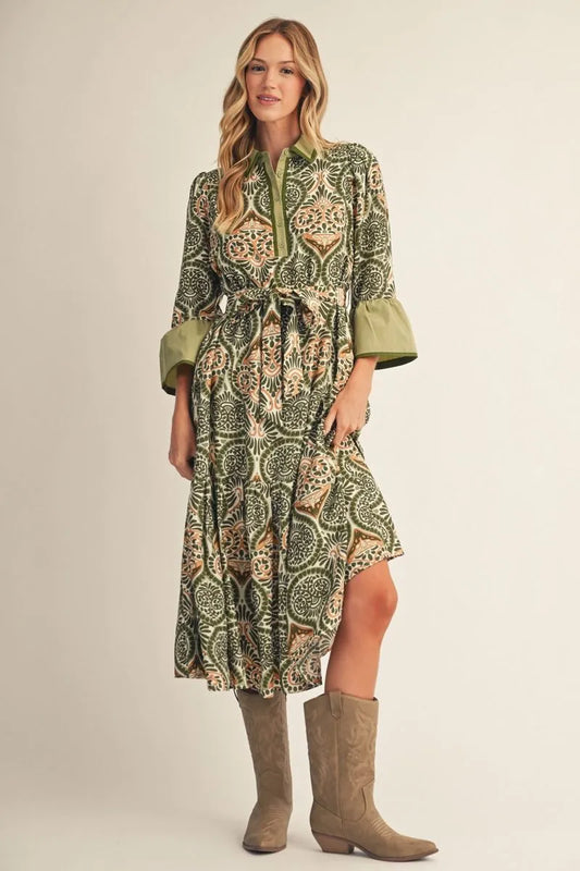 Sunlit Olive Dress