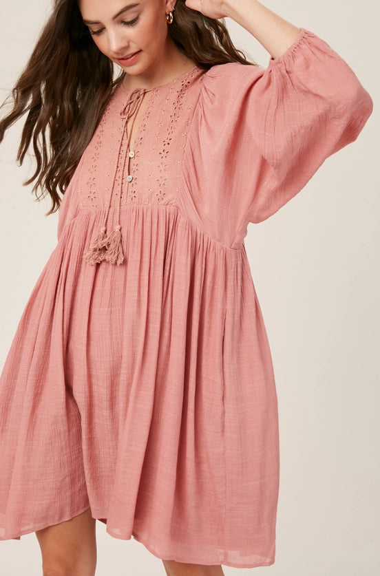 Blushing Flora Long Sleeve Dress