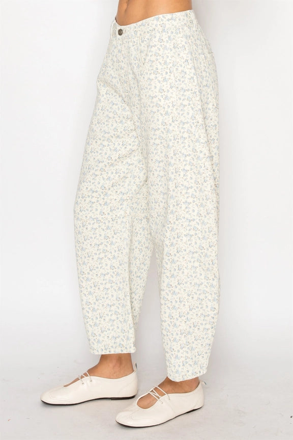 Delicate Wildflower Cream Jeans