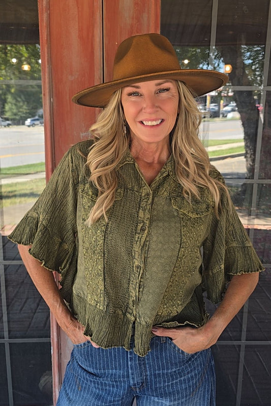 Sweetwater Ruffle Gravel Blouse