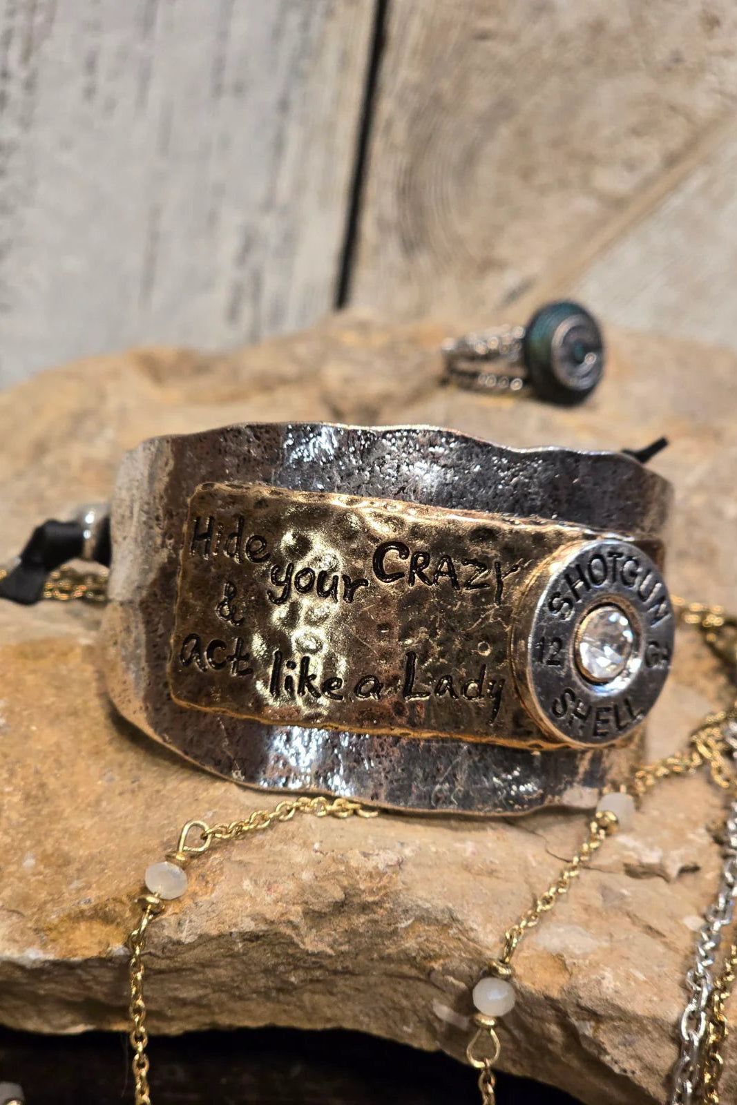 Hide Your Crazy Silver Cuff Bracelet