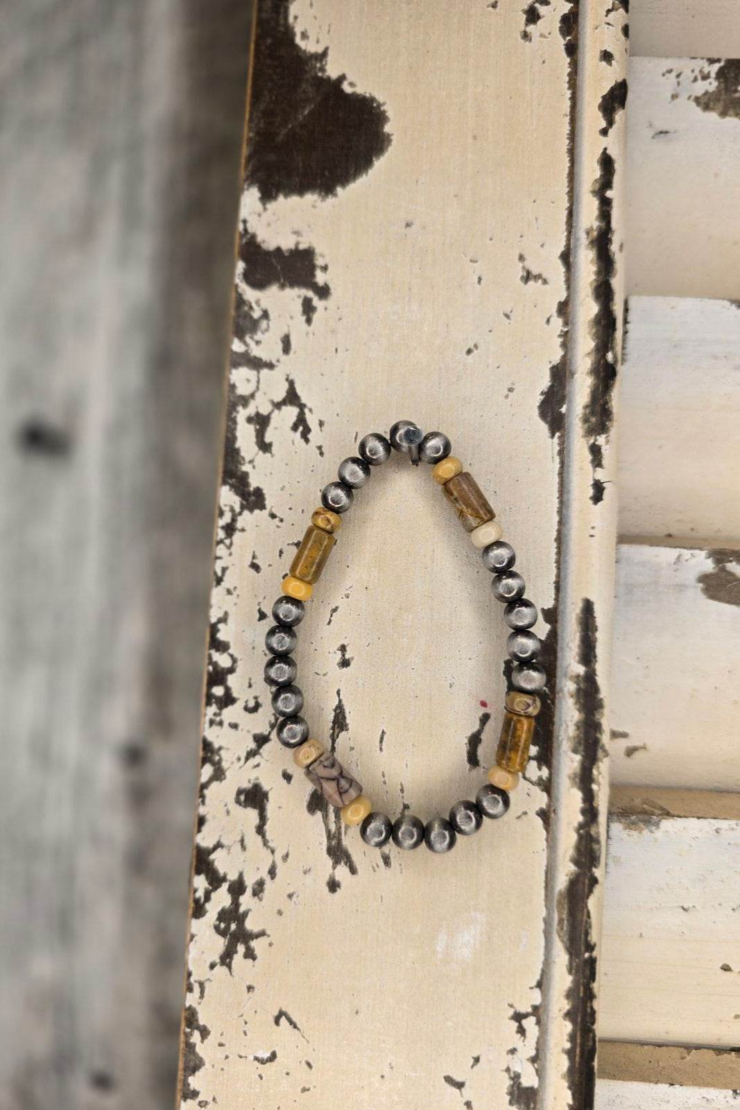 Handmade Natural Stone  &amp; Bead Gemstone Stretch Bracelet
