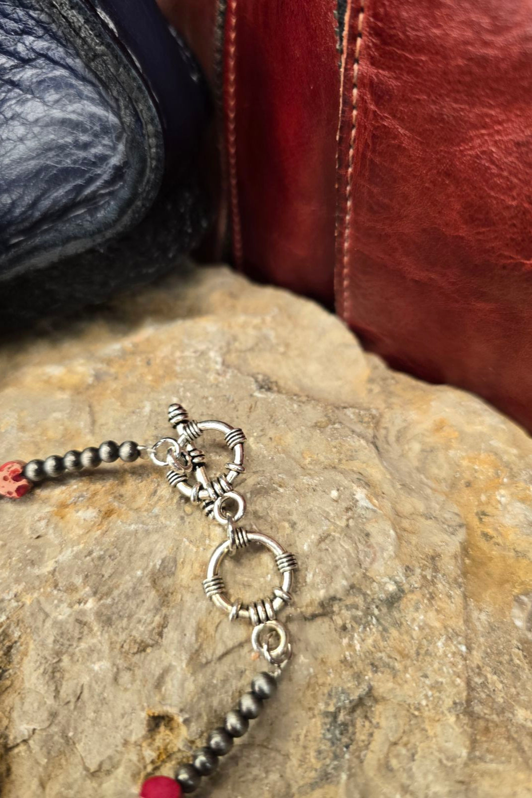 Handmade Red Heart Gemstone Bracelet