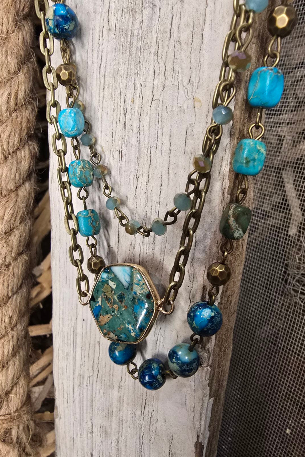 Janet Turquoise Necklace Bracelet Combo