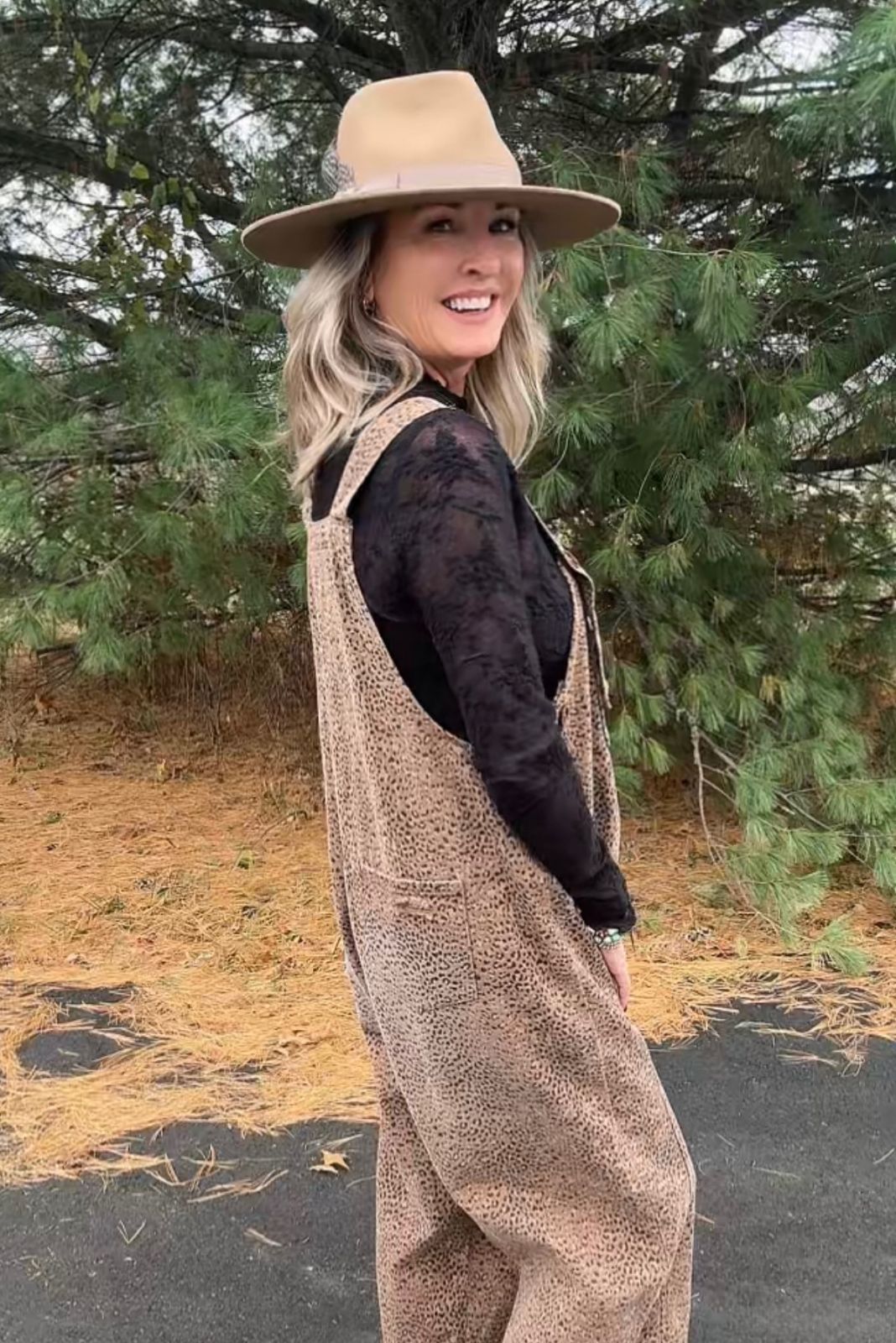 Wild Side Distressed Mocha Overalls