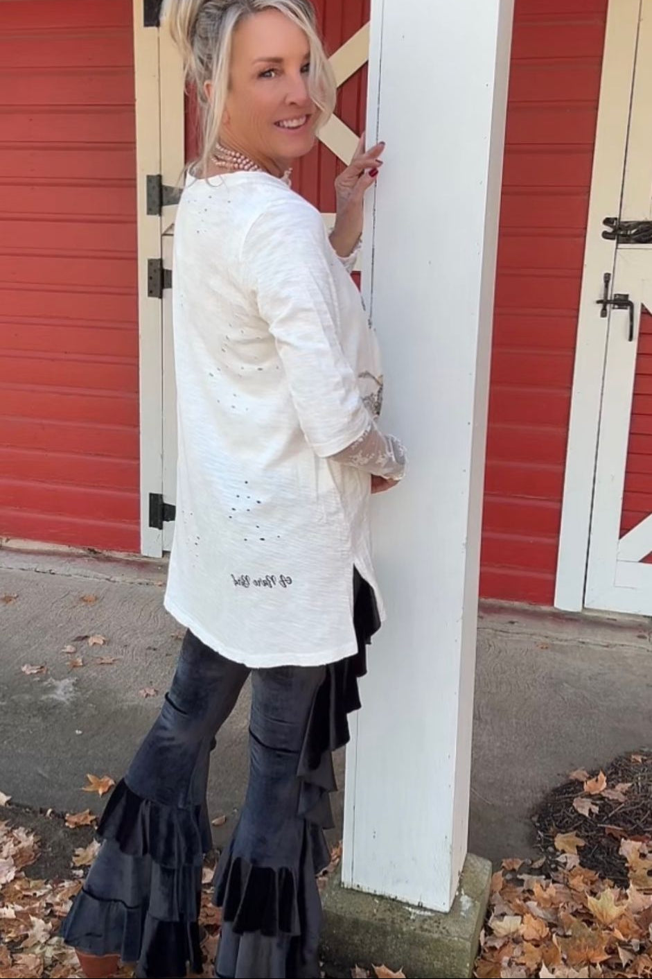 Velvet Ruffle Leggings