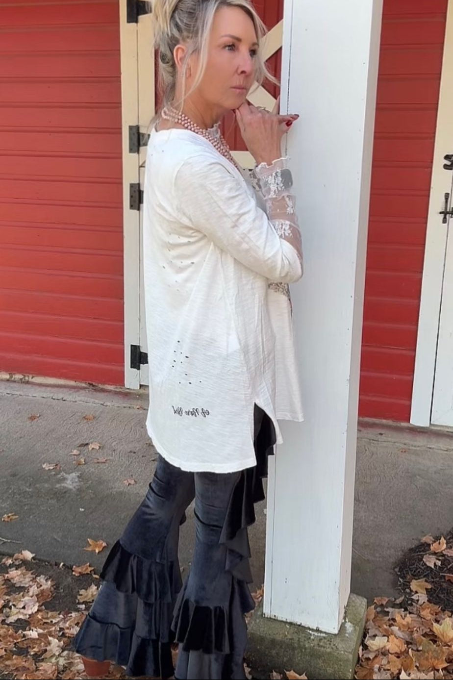 Velvet Ruffle Leggings