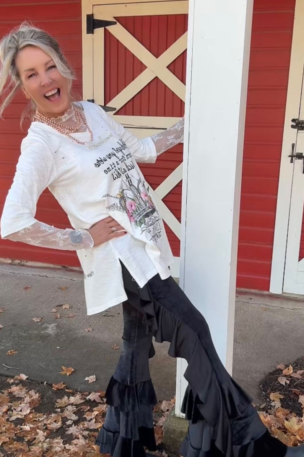 Velvet Ruffle Leggings