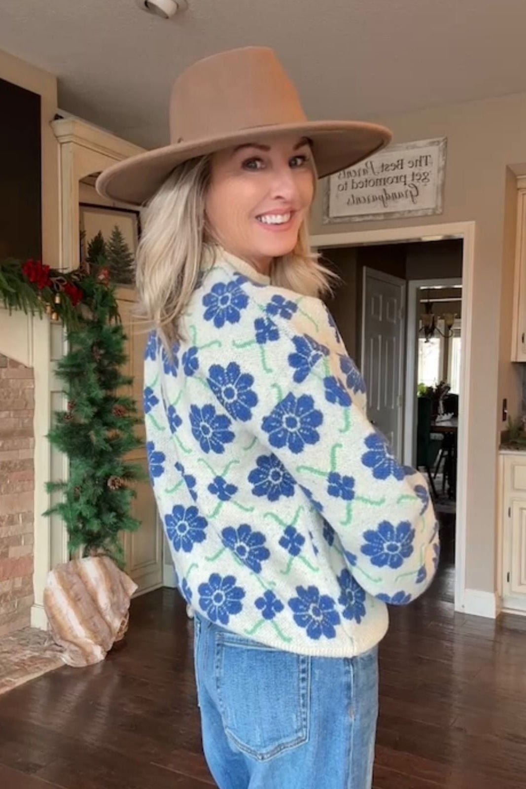 Blue Blooms Sweater