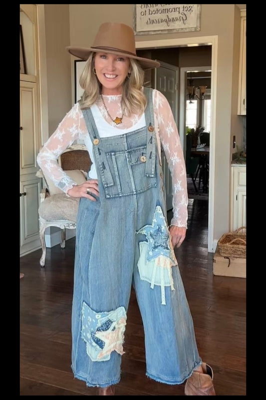Meadow Star Capri Denim Overalls