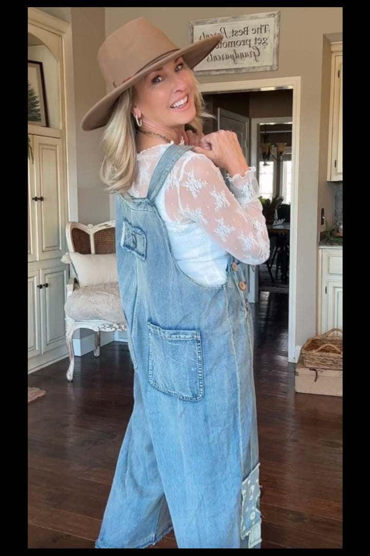 Meadow Star Capri Denim Overalls