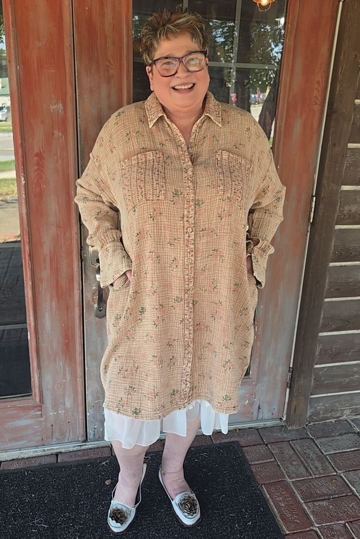 Blushing Blossom Shirt Dress