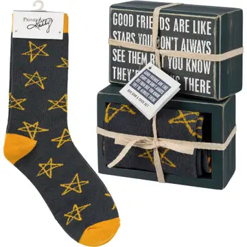 Good Friends Are Like Stars Box Sign & Sock Set