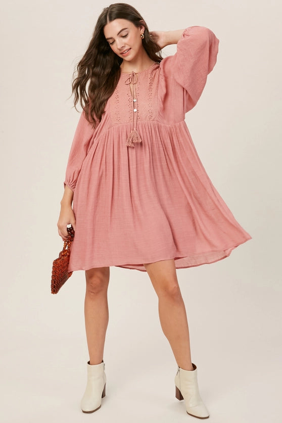 Blushing Flora Long Sleeve Dress