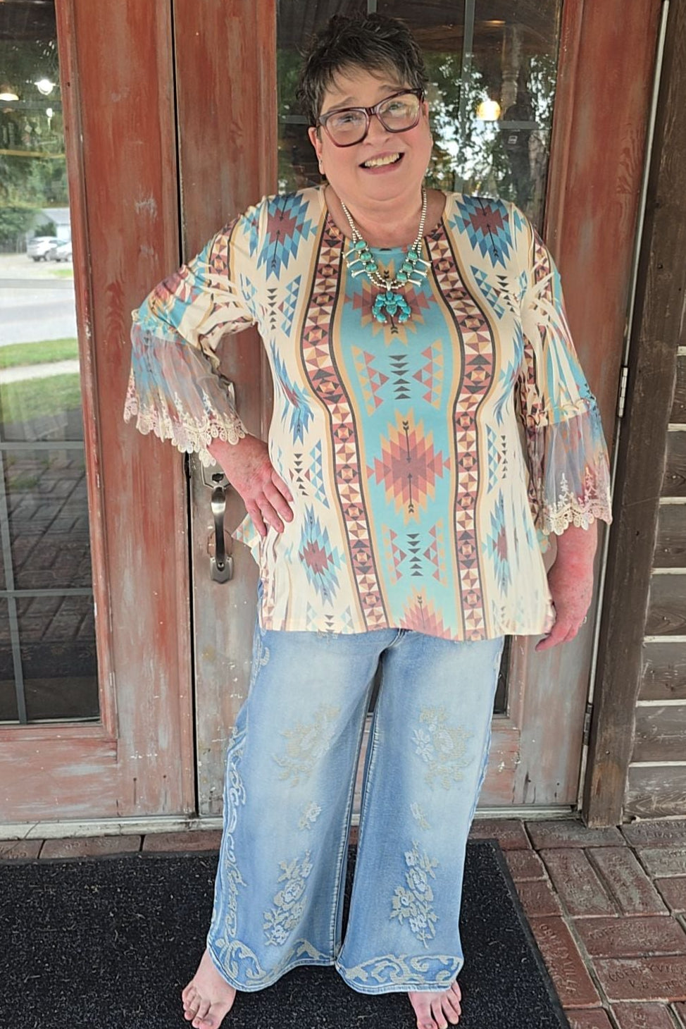 Lattice Stitch Jeans