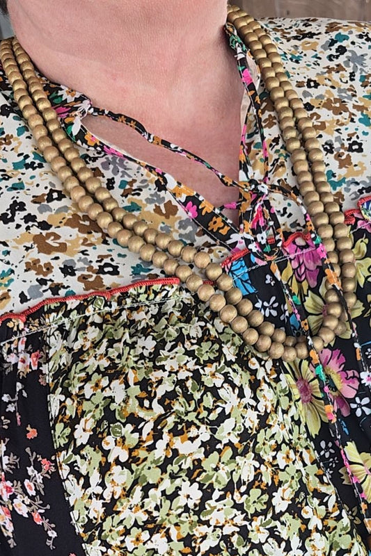Gold Teakwood Bead Necklace
