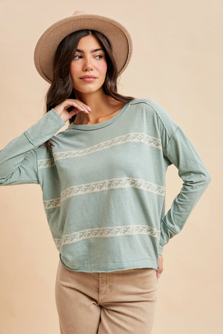 Petal Path Dusty Sage Top