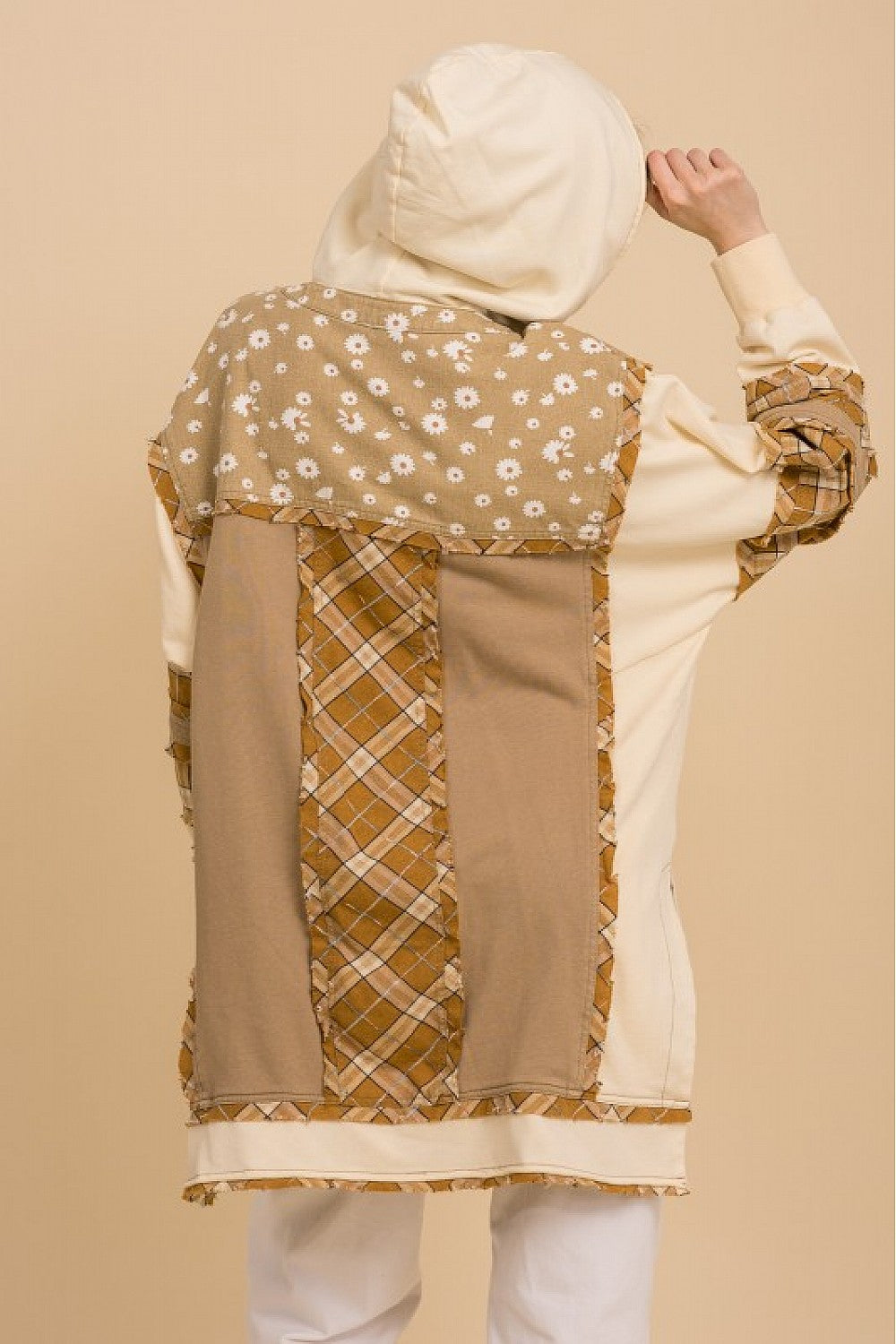 Petals And Plaid Long Hoodie