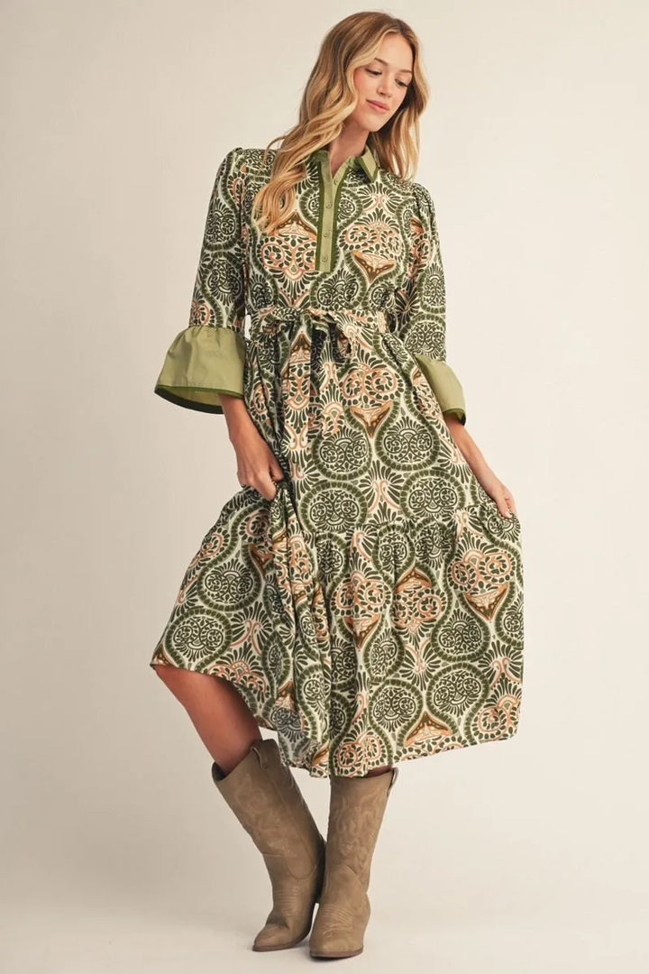 Sunlit Olive Dress