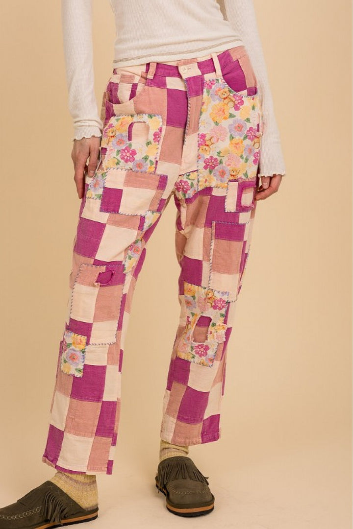 Blossom Bear Checked Pants