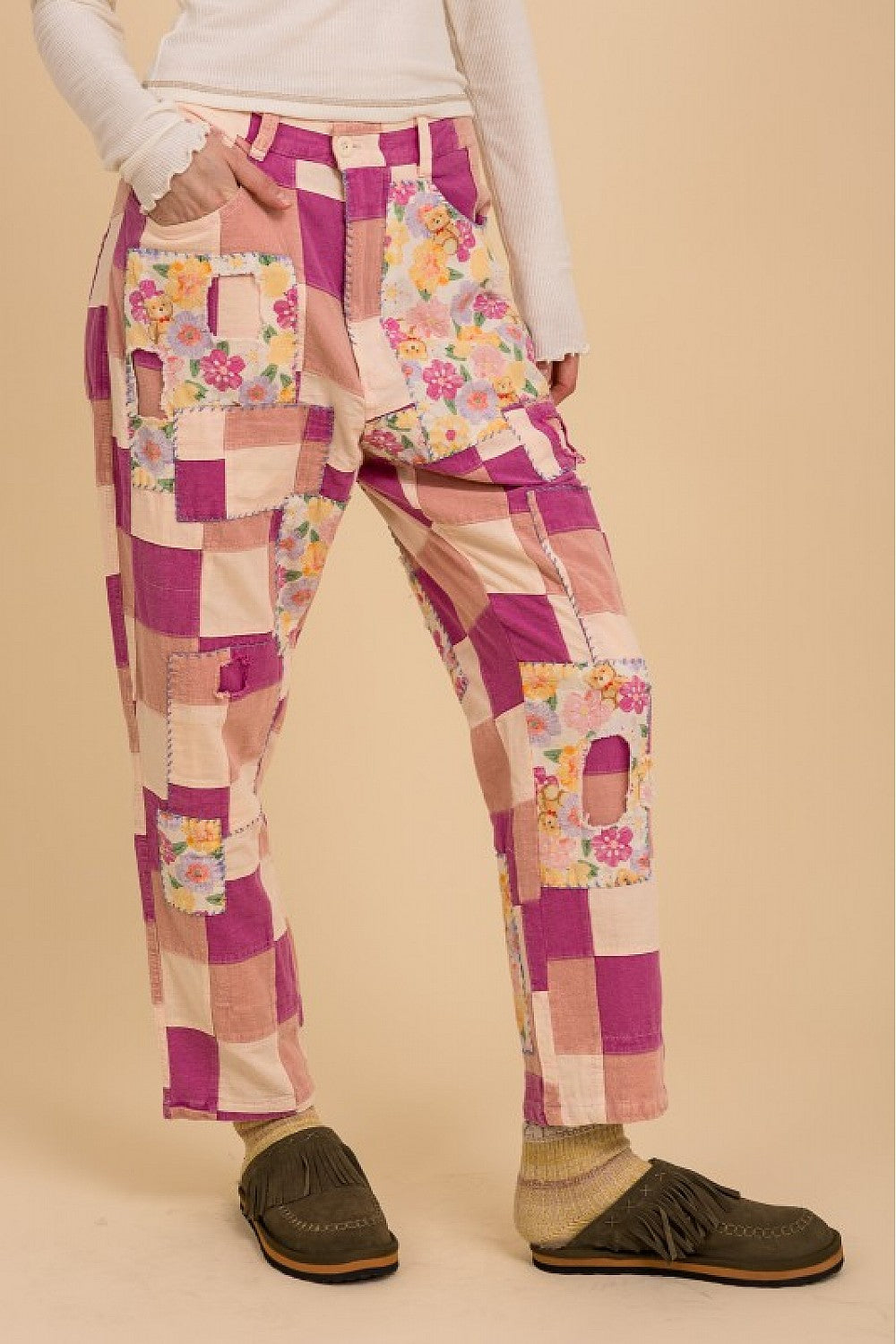 Blossom Bear Checked Pants