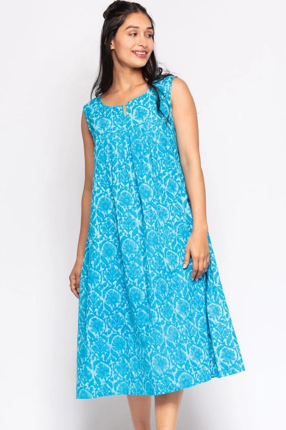 Azure Breeze Sleeveless Cotton Dress