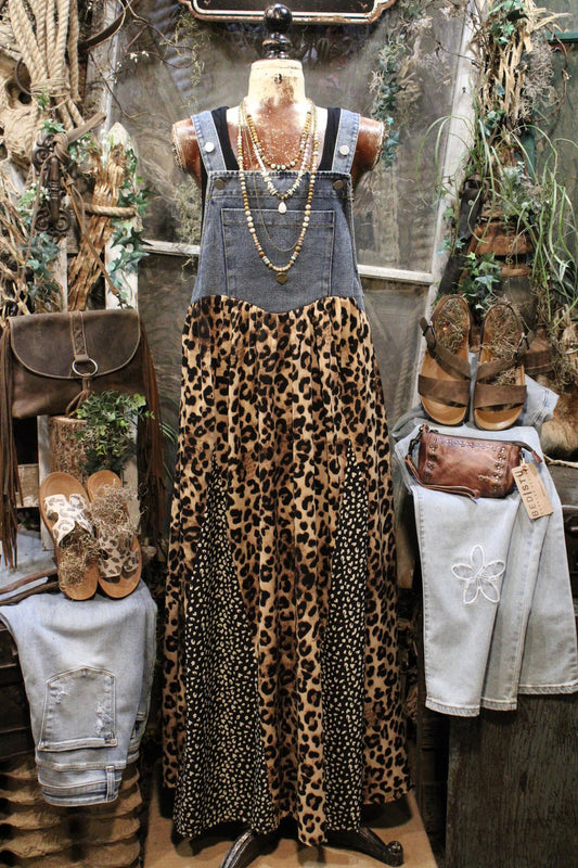 Leopard Print Overall Maxi Dress
