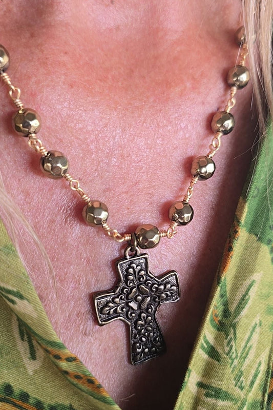 Talus Bronze Cross Necklace