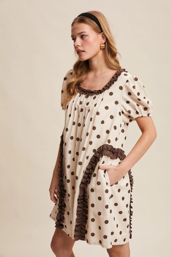 Cocoa Dot Ruffle Dress