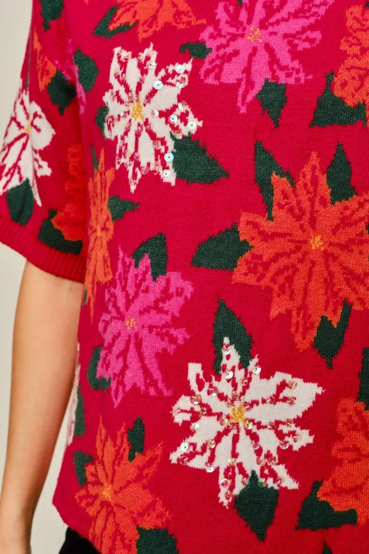 Festive Bloom Woven Top