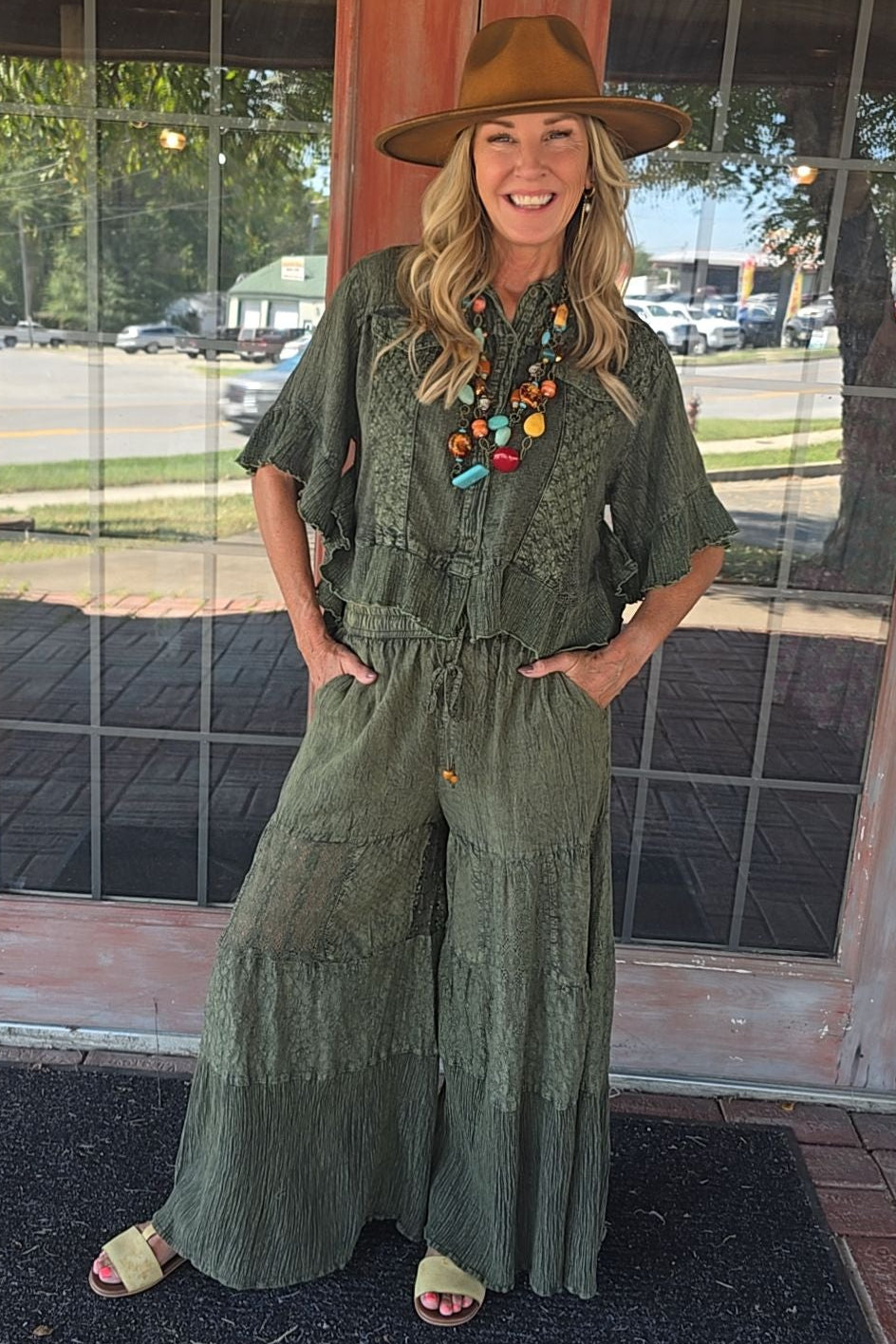 Sweetwater Ruffle Basil Blouse