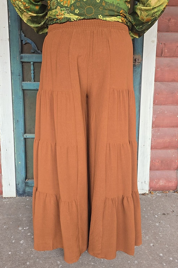 Chestnut Tiered Palazzo Pants