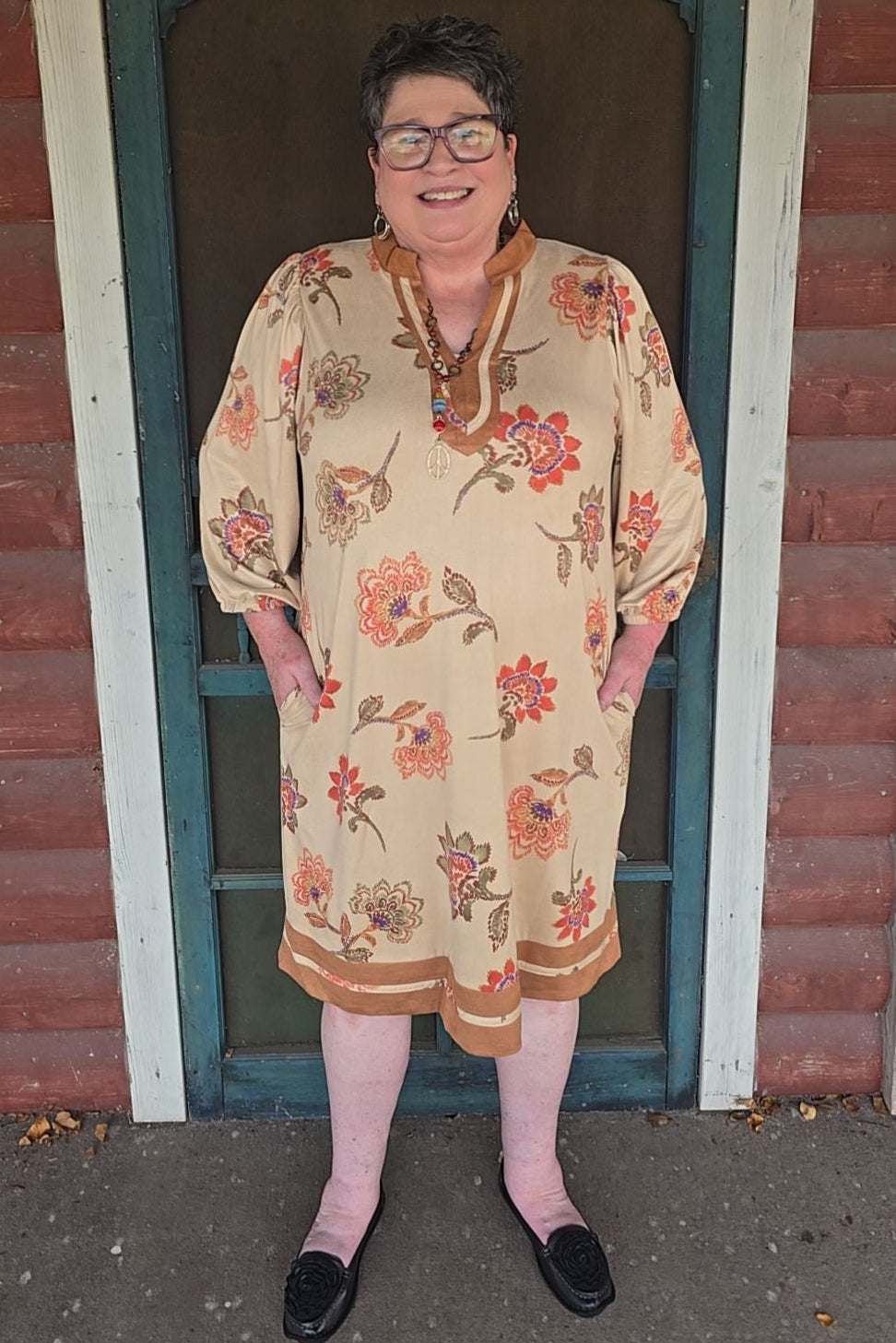 Rustic Blossom Suede Dress