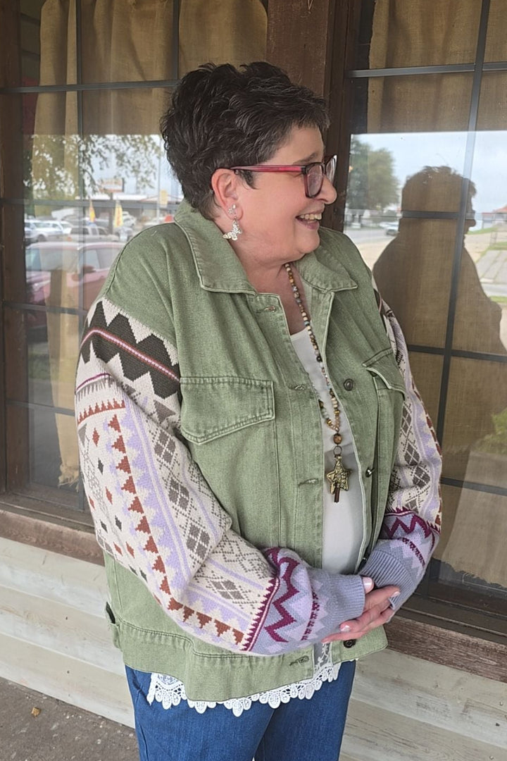Misty Sage Sweater Sleeve Jacket