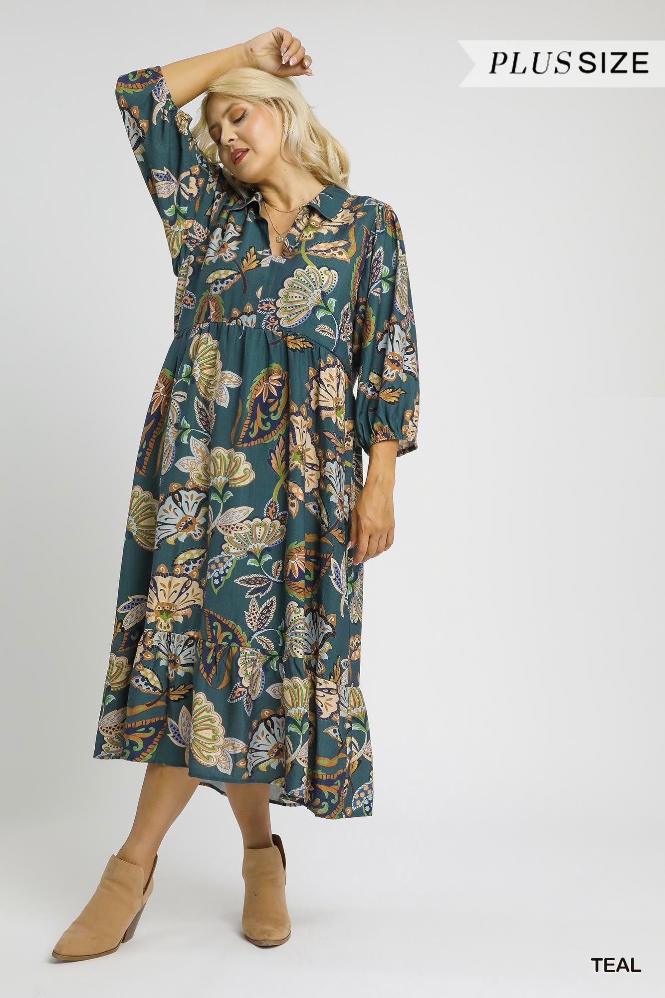 Botanical Bliss Teal Dress