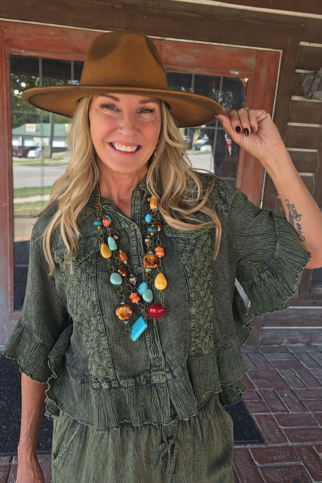Sweetwater Ruffle Basil Blouse