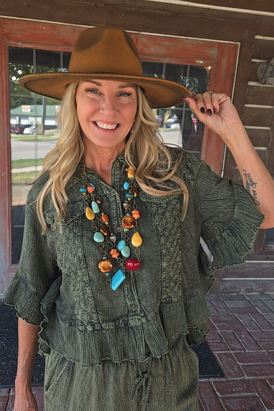 Sweetwater Ruffle Basil Blouse