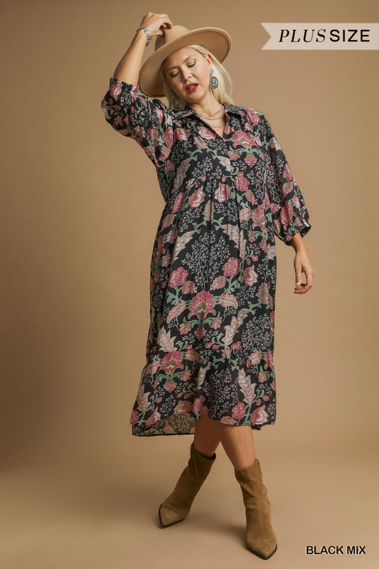 Midnight Floral Mix Maxi Dress