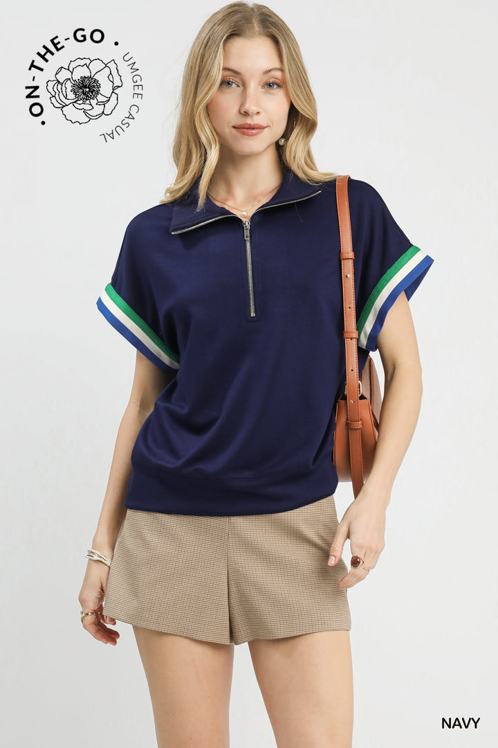 Harbor Stripe Half-Zip Top