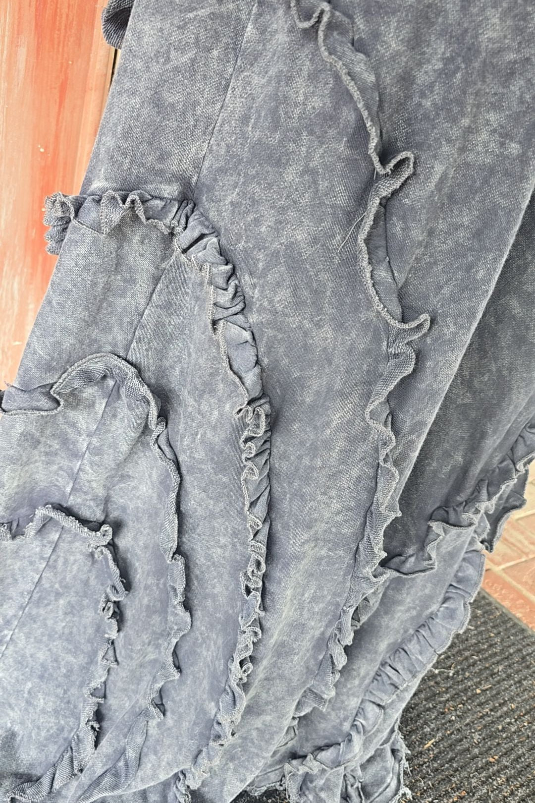 Relaxed Ruffle Charcoal Pants