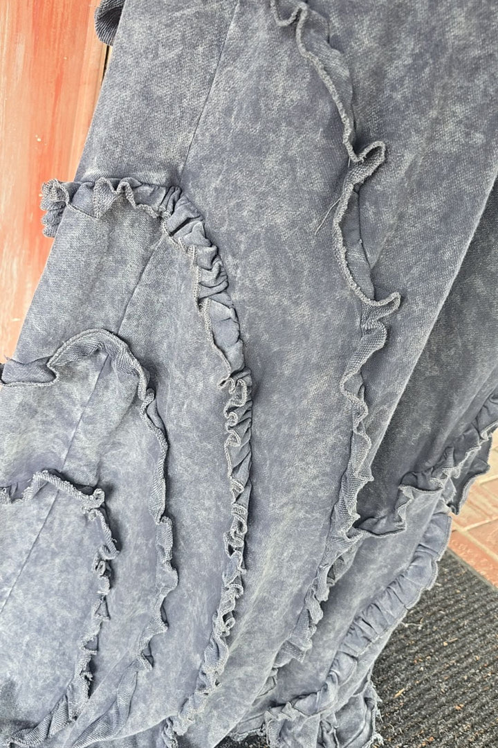 Relaxed Ruffle Charcoal Pants