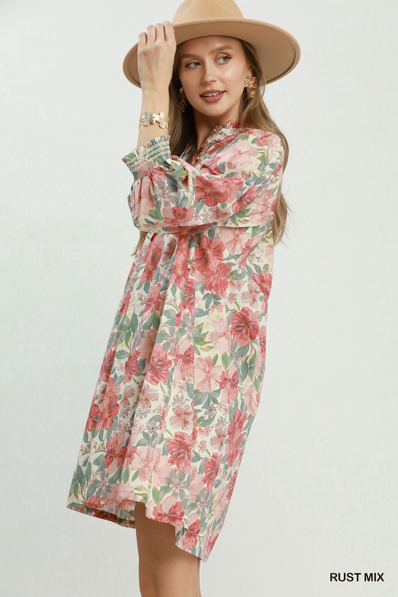 Coral & Teal Blossom Dress